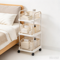 Table d'appoint mobile avec étagères de rangement, chariot utilitaire roulant pour salon, chambre et salle de bain
