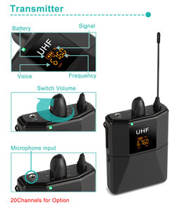 Micrófono Lavalier inalámbrico UHF, transmisor Dual de 2 canales, cancelación de ruido, de Metal Clip, cámara <span class=keywords><strong>DSLR</strong></span>, grabadora de voz para teléfono móvil - Product Image 5