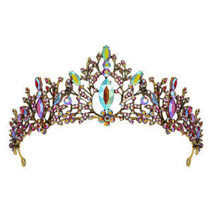 Mode mariée mariage strass couronnes luxe métal cristal fête diadèmes pour femmes coloré <span class=keywords><strong>diamant</strong></span> cheveux accessoires diadème - Product Image 1