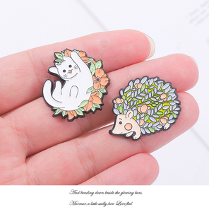Riccio gatto animali spille in metallo spille fungo rana distintivi risvolto carino Kawaii morbido smalto Pin all'ingrosso all'ingrosso - Product Image 5