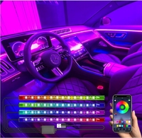 Mikrofon App-control RGB Dash LED Kit lampu Strip tahan air ponsel pintar musik sinkronisasi pencahayaan untuk mobil 12V DC USB mobil