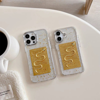 Nouvelle coque de téléphone portable en silicone TPU pour femmes, style coréen scintillant, serpent doré, Nouvel An chinois, pour iPhone 17 Pro Max 16 15 14