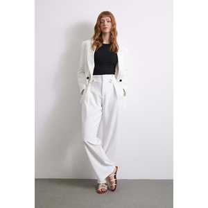 กางเกงขายาวทรงกว้างเอวสูง ผ้าเครป ยับยาก สีเอครู เป็นมิตรต่อสิ่งแวดล้อม สำหรับผู้หญิง - Product Image 6