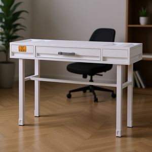 Escritorio de Oficina Blanco de 1 Cajón, Moderno, Minimalista, de Plástico, Independiente, Mueble Comercial - Product Image 2