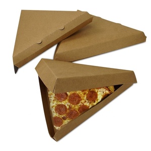 Wholesale China Manufacturer Custom Logo Biodegradable Kraft Paper Pizza Slice Box for Single Slice Triangle Pizza Box