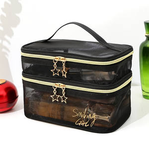Organizzatore Cosmetico da Viaggio Spazioso - Borsa per il Trucco a Doppio Strato con Rete Trasparente - Product Image 1