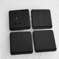 Interruptor de pared eléctrico de 86 paneles para PC, 16A europeo, 20A AC 250V, enchufe universal de 13A para Reino Unido, USB-C, negro mate, regulador de intensidad moderno, 1 interruptor.