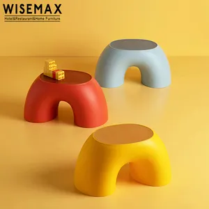 Wisemax Meubels Kleurrijke Goedkope Plastic Stoel Kinderen Voet Stap Woonkamer Stoelen Moderne Regenboog Plastic Poef Voor Kids Baby