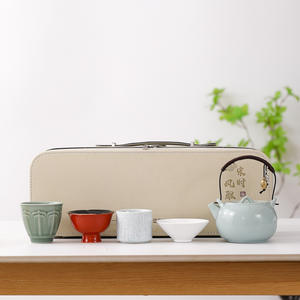 Juego de Té de Cinco Hornos Famosos, Tetera Xishi de Cerámica Ru, Juego de Regalo de Té Kung Fu Hecho a Mano, Estilo de Lujo - Product Image 2