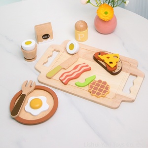 YARI Nuovo Design Set Colazione Giocattolo per Bambini in Legno Naturale con Vassoio per Tagliare Cibo e Giocare - Product Image 3