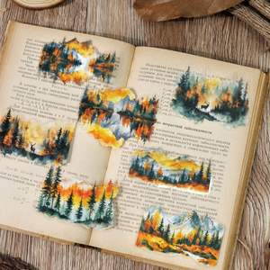 10 pegatinas por paquete, 4 tipos de materiales para <span class=keywords><strong>la</strong></span> base de decoración del paisaje acuático de <span class=keywords><strong>la</strong></span> cuenta manual de <span class=keywords><strong>la</strong></span> <span class=keywords><strong>serie</strong></span> Wuli Mountain and River - Product Image 4