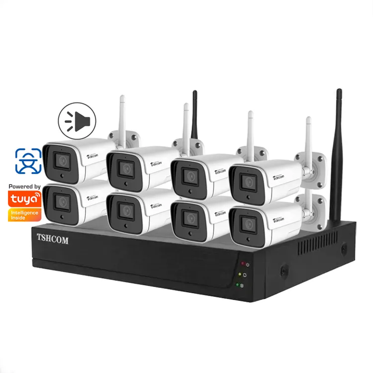 Tuya Ngoài Trời Không Thấm Nước Thông Minh 8CH Camera Set DVR Auido Giám Sát An Ninh IP CCTV Không Dây WiFi NVR 8 Ch Máy Ảnh Kit Hệ Thống