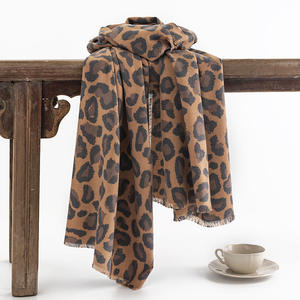 2024 New Dual-Use Leopard Print Soft <b>Scarf</b> Shawls Warm Cashmere Printed with Tassel <b>Winter</b> Season Polyester Leaf Pattern YHK0036 - Product Image 1
