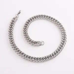 Hip Hop Jewelry 4-Side Cut 316L Stainless Steel Necklace Curb Miami Cuban Link Chain For Men