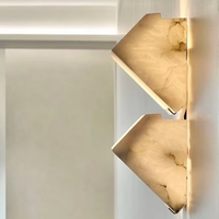 Applique Murale de Luxe en Alabâtre Noir et Laiton, Motif Marbre Naturel, Lumière Blanche Chaude, pour Salon, Chambre, Hôtel