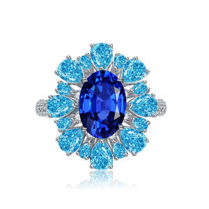 Bagues en argent <span class=keywords><strong>2021</strong></span> de saphir pour femmes, bijoux tendance, en argent 925, vente en gros, nouvelle collection - Product Image 2