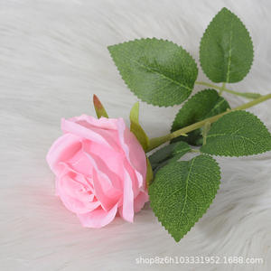 بائع بالجملة للاحتفال بيوم الام ورود قطيفة عالية الجودة ساق طويلة واحيدة دائمة من الستان باقة ورود اصطناعية وردة - Product Image 2