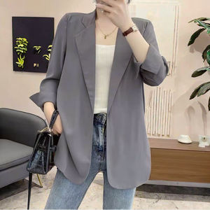 Chaqueta Cárdigan de Chifón Delgada para Mujer, de Poliéster, Manga Larga, Verano, Delgada, Lisa, Holgada, Informal, Ecológica, Transpirable - Product Image 3