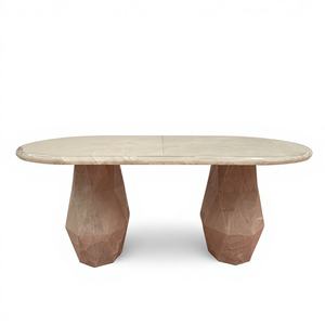 Table à manger en pierre de quartzite onyx blanc translucide de luxe, design minimaliste, nouvelle collection, pour la décoration intérieure - Product Image 1