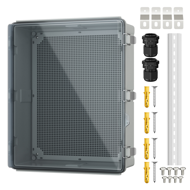 Outdoor Waterproof Electrical Box 19.7x15.7x7.9 Junctin Box ABS Clear Nema 4 Plastic Enclosure Box for WiFi Router Breaker