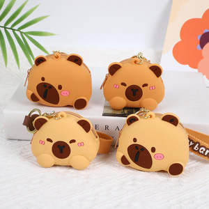 Porte-monnaie en silicone imperméable en forme de capybara mignon en gros, sac de rangement, sac à cartes polyvalent et tendance, cadeau pour enfant de 5 ans et plus - Product Image 2