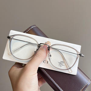 กรอบแว่นตาทรงรี TR90 สไตล์เกาหลีใหม่สำหรับผู้หญิง แว่นอ่านหนังสือป้องกันแสงสีฟ้าพร้อมเลนส์ PC ดีไซน์ศิลปะวรรณกรรม - Product Image 2