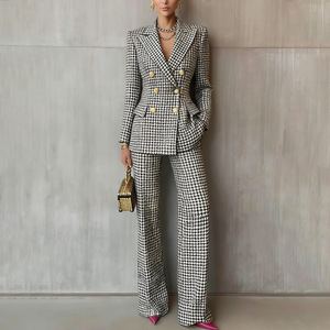 Conjunto <span class=keywords><strong>de</strong></span> <span class=keywords><strong>Traje</strong></span> <span class=keywords><strong>de</strong></span> Dos Piezas <span class=keywords><strong>para</strong></span> <span class=keywords><strong>Mujer</strong></span>, Elegante, Estilo Ejecutivo, con Estampado a Cuadros y Pata <span class=keywords><strong>de</strong></span> Gallo, Nueva Colección 2026 - Product Image 2