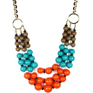 Nouveau collier multicouche perlé pour femme, coloré turquoise, violet, rose, plaqué or, bijoux de fête, tendance et élégant pour femme - Product Image 2