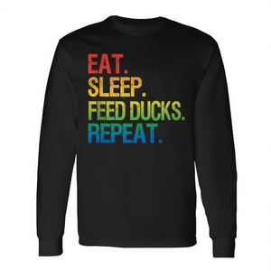 Camiseta de manga larga con diseño vintage de criador de patos, Eat Sleep Feed Ducks Repeat - Product Image 2