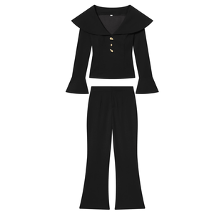 Traje de pantalón y chaleco de moda casual INS de lana/seda de manga larga, nuevo para otoño/invierno, transfronterizo Europa Estados Unidos - Product Image 3