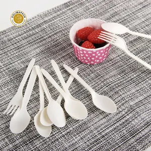 Biodegradable flatware 100% खाद डिस्पोजेबल CPLA कटलरी सेट काले 170mm कांटा चाकू चम्मच tableware सेट