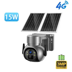 Newest 3MP Outdoor IP66 PIR Night Vision Outdoor Wireless PTZ 15W HD Surveillance Security H.265 CCTV Network Solar Camera