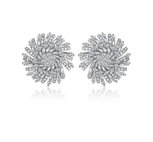 Charming Whirling Petal-Shaped earrings 925 Silver dangler Exquisite Woman eardrop earrings