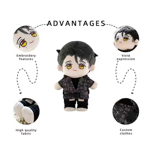Bambola di Peluche Personalizzata 20cm, Personaggio <span class=keywords><strong>Anime</strong></span> Cartoon con Viso Ricamato e Vestiti, Produzione su Misura - Product Image 5