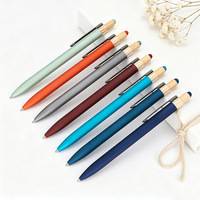 Stylo bille en aluminium recyclé style sport avec capuchon en bambou, logo laser personnalisé, largeur d'écriture 1,0 mm, cadeau de bureau