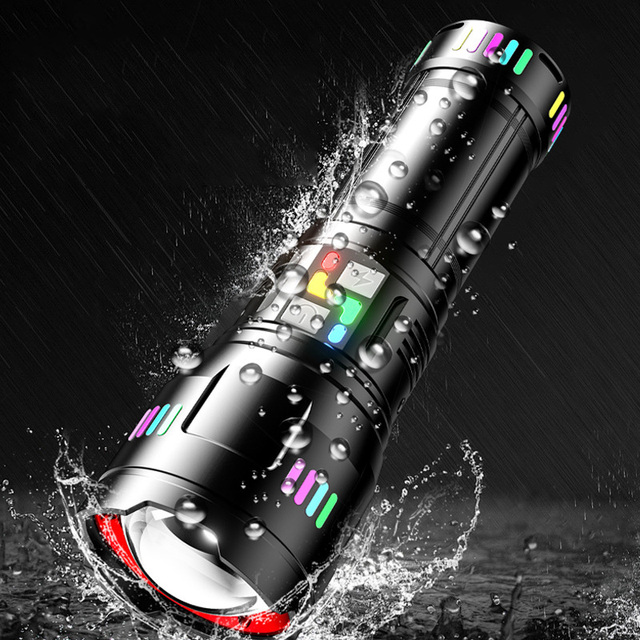 Super Bright 30W Led Type C Usb Charging 7 Modes Zoomable 40000 Lumens Camping Underwater Multifunctional Flashlight