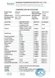 Poudre de mélatonine Rainwood CAS 73-31-4 99% pure, compléments alimentaires sains, poudre de mélatonine pour le sommeil - Product Image 2