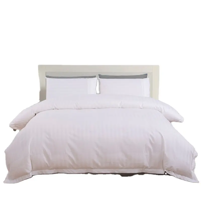 Custom manufacturer Supply Queen Size Hotel Bedding Set Comforter Cover 100% Cotton Stripe Duvet Cover Set