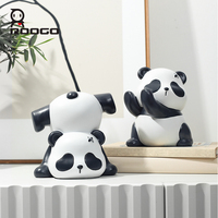 ROOGO Serre-livres en résine écologiques, motif panda mignon, noir et blanc, figurine créative, support de livres de table, décoration de bureau et de maison