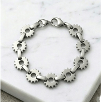 Ensemble de bijoux mécaniques steampunk pour homme - Collier, bracelet, jonc et bague en acier inoxydable 316L à motif de roue dentée
