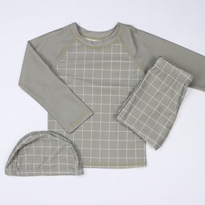Vente en gros Maillot <span class=keywords><strong>de</strong></span> <span class=keywords><strong>bain</strong></span> d'été mignon pour bébé garçon Maillot <span class=keywords><strong>de</strong></span> <span class=keywords><strong>bain</strong></span> à carreaux vert <span class=keywords><strong>militaire</strong></span> avec <span class=keywords><strong>short</strong></span> à manches longues crème solaire pour enfants - Product Image 2