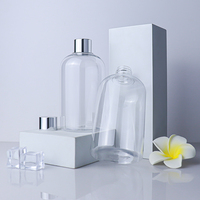 En stock, bouteilles rondes transparentes de 300 ml, bouteilles en plastique réutilisables avec bouchon à vis, contenants en plastique