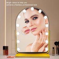Miroir de maquillage LED de bureau avec 13 ampoules, 360° °   Miroir de maquillage rotatif pour table de toilette et chambre à coucher