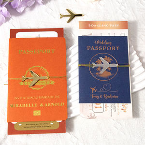 Tarjetas de felicitación con tema de viaje, pasaporte imprimible, <span class=keywords><strong>destino</strong></span>, tarjeta de embarque de boda, juego de tarjetas de invitación para decoración de fiesta de boda - Product Image 2