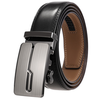 Ceinture en cuir véritable pour homme avec boucle automatique en alliage brossé, multicolore, pour affaires, vente en gros