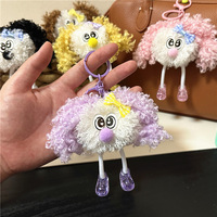 Lockige Plüsch-Puppen-Taschenanhänger, Niedlicher Plüsch-Schlüsselanhänger mit Schleife, Glitzer Y2K Rucksack-Accessoire, Cartoon-Ornament, Tägliches Kleines Geschenk für Mädchen