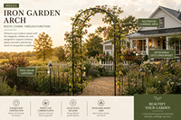 Arche solaire décorative pour plantes avec treillis courbé, panneaux de clôture de jardin et piquets de fixation au sol