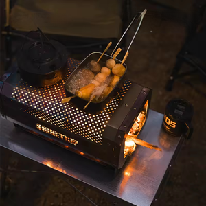 Stufa <span class=keywords><strong>a</strong></span> razzo essenziale in acciaio inox per l'inverno campeggio all'aperto <span class=keywords><strong>legna</strong></span> da ardere e barbecue Grill per la cucina del campo - Product Image 3