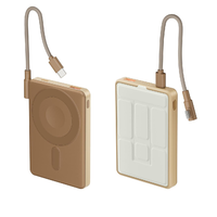 Nouvelle batterie externe magnétique sans fil 5000/10000mAh, charge rapide PD22.5W, câble Type-C intégré, support de téléphone pliable, chargeur portable