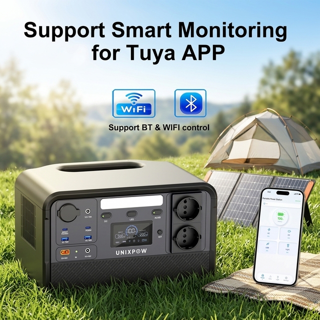 Smart App Control Portable Power Station 110V220V Fast Recharge Solar Generator LiFePO4 Battery Home Outdoor Backup Power Supply